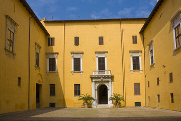 Fototapeta na wymiar Patio of Palazzo Ducale at Piazza Del Popolo in Pesaro, Italy