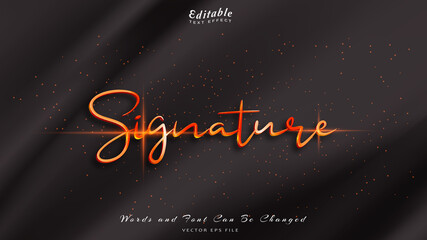 signature editable text effect with black wavy background. black silk luxury background.