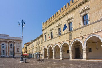 Fototapeta na wymiar G. Rossini Music Conservatory at Piazza Olivieri in Pesaro, Italy
