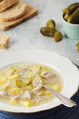Rassolnik, traditional soup of Russian cuisine