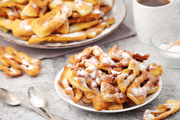 Angel wings, traditional sweet crisp pastry