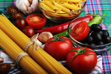 Ingredients for traditional Italian pasta	