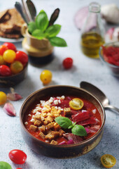 Spanish traditional tomato soup salmorejo