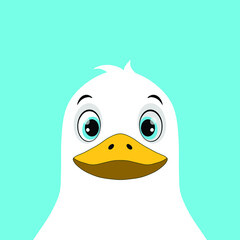Cartoon duck on a blue background