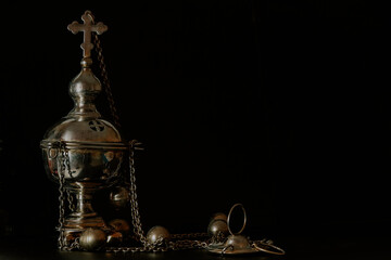 Fototapeta na wymiar church utensils, censer incense, element for worship