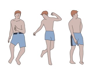 남자 춤추는 수영 일러스트 벡터 소스 디자인