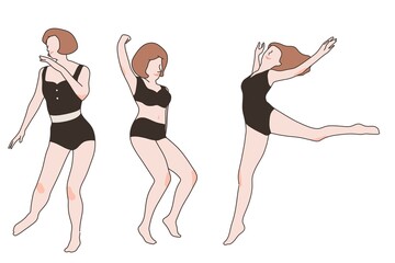 수영복 춤추는 여자 일러스트 아이콘 벡터 소스 디자인