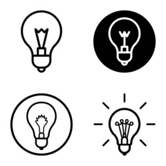 Lightbulbs1-3 Flat Icon Set Isolated On White Background