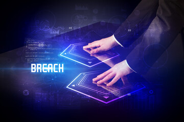 Hand touching digital table concept