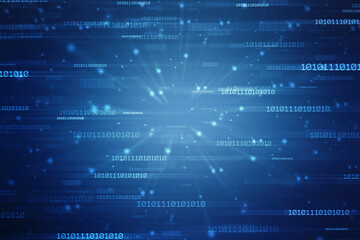 Fototapeta premium Binary Code Background, Digital Abstract technology background, flowing number one and zero text in binary code format in technology background. Internet Big data Concept