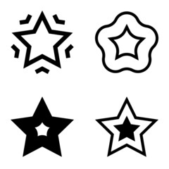 Stars Flat Icon Set Isolated On White Background