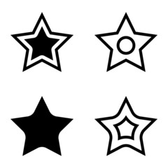 Stars Flat Icon Set Isolated On White Background