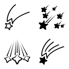 Starfall Flat Icon Set Isolated On White Background