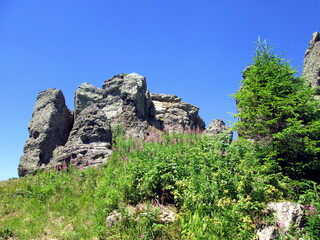 Fototapeta na wymiar Beautiful rocks on top of the mountain