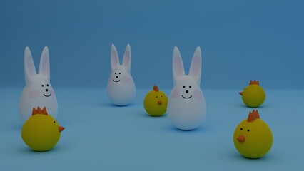 Easter  cute rabbits eggs