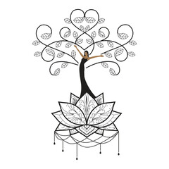 lady tree, woman with leaves branches, vector