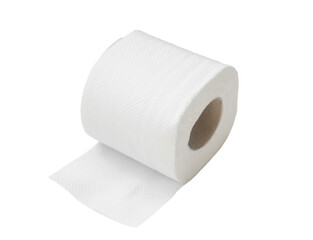 Single roll of white tissue paper or napkin isolated on white background with clipping path