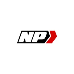 Initial letter NP logo with right arrow logo design © Abdul