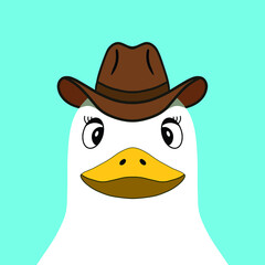 Duck with a slap on a blue background
