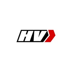 Initial letter HV logo with right arrow logo design