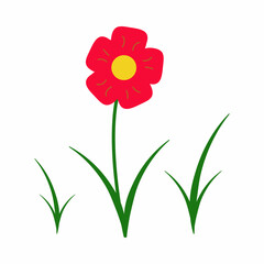 A red flower. Design element for goods for children. Vector illustration.