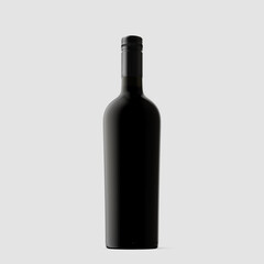 Mockup. Bottle of red wine on a gray background. 3d illustration