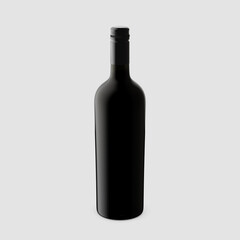 Mockup. Bottle of red wine on a gray background. 3d illustration