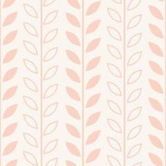 Pastel leaf vector pattern, seamless botanical print, garland background
