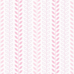 Pastel pink leaf vector pattern, seamless botanical print, garland background