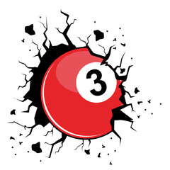 Penetrating billiard ball logo illustration, vector illustration