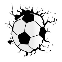 Penetrating soccer ball logo illustration, vector illustration