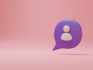 3d rendering 3d purple chat bubbles on pink background chat box chat box new message dialog chat speech bubble notification social media message concept 3D render illustration