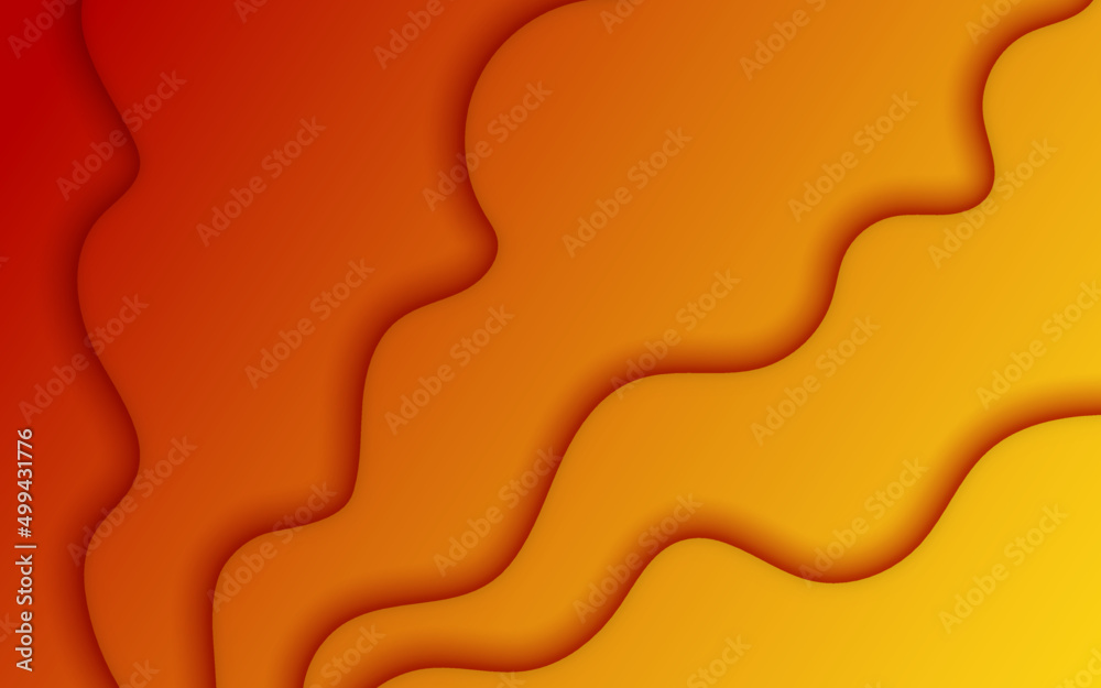 Aufkleber gradient yellow background. abstract wavy paper cut smooth orange color summer template.