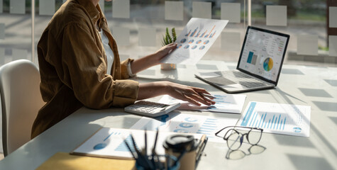 Planning analysis graph company finance strategy statistics success concept and planning for future in office room. financial accounting concept