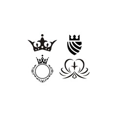 king crown logo black templates icon design element