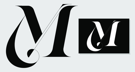 monogram letter M logo branding vector initial - obrazy, fototapety, plakaty