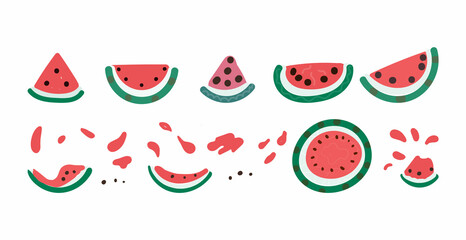 watermelon slice vector illustration set