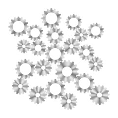 Techno Background with Geometric Gear Wheels Icon. Machinery Logo. Mechanism Cog Concept. Technologic Mechanical Cogwheel Tool. Teamwork Symbol. Part of Transmission.