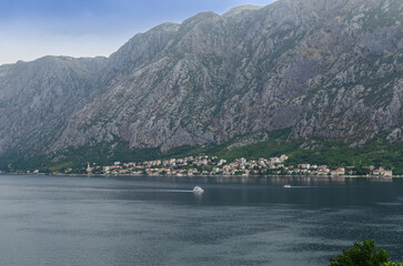 View to the Kotor Bay and the town of Dobrota