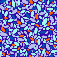 Abstract geometric seamless pattern with colorful ovals on a blue - violet background