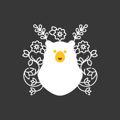 Honey Bear And Flowers Logo Vector Template