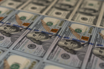 Background from 100 dollar bills. Wealth and success concept.