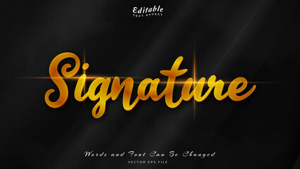 Obraz premium signature editable text effect with black wavy background. black silk luxury background.