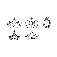 king crown logo black templates icon design element