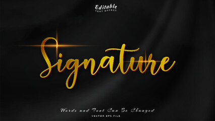 Obraz premium signature editable text effect with black wavy background. black silk luxury background.