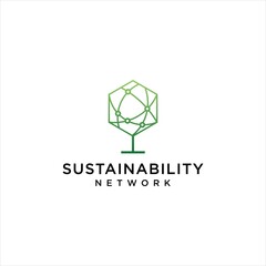network connect logo sustainable green tree  vector