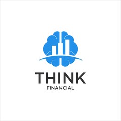 Obraz premium Think Mind Financial Brain Logo Design .Abstract Smart Icon Vector for Business, Investment, Economy, Growth, Market, Money, Technology, Chart, Data, Success, and Creative Finance Concept