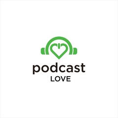 love podcast show logo.headset talk vector logotype