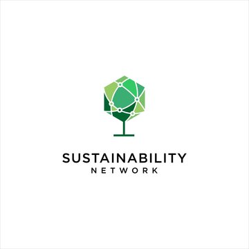 network sustainable logo. green tree connect vector