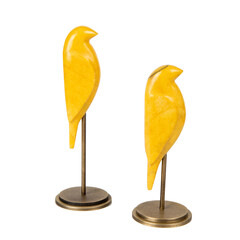 luxury house accessory marble yellow birds isolated on white